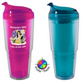 22 oz Acrylic Double Wall Travel Chiller with Flip Lid & Straw, Aqua, 4 color process